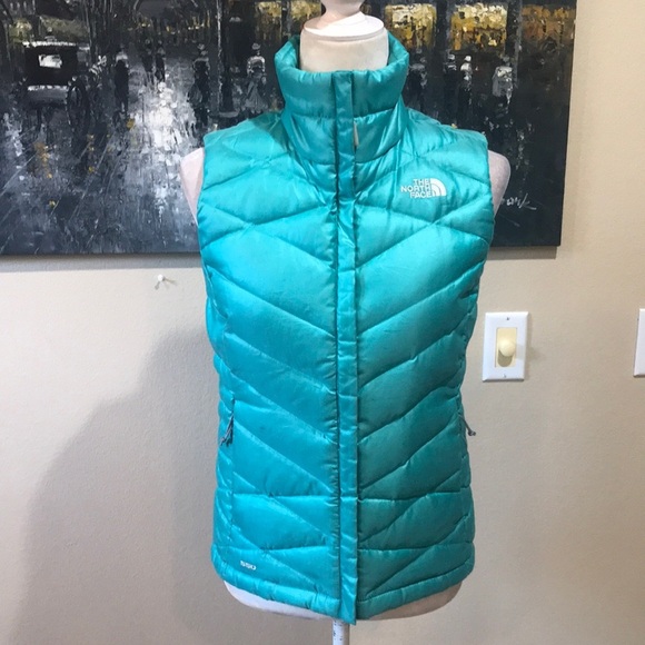 The North Face Teal 550 Quilted Goose Down Vest with Zipper Front & Pockets-XS - Picture 1 of 12